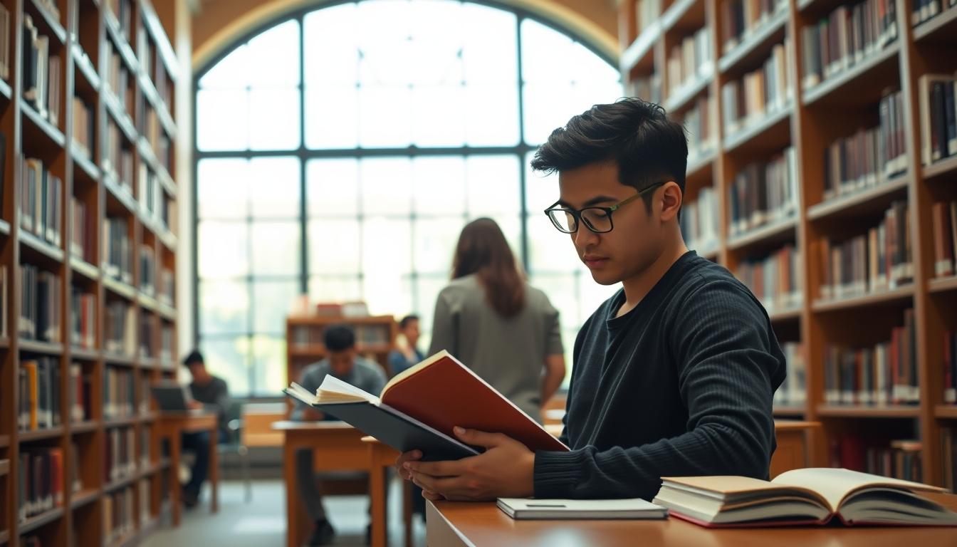 Student preparing for exams with study materials